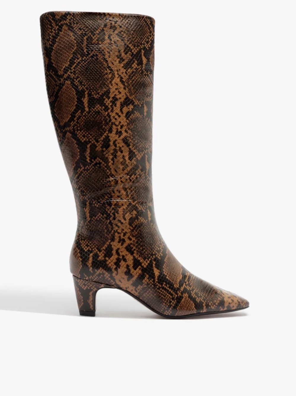 Schutz Snake-Print Boot in Brown